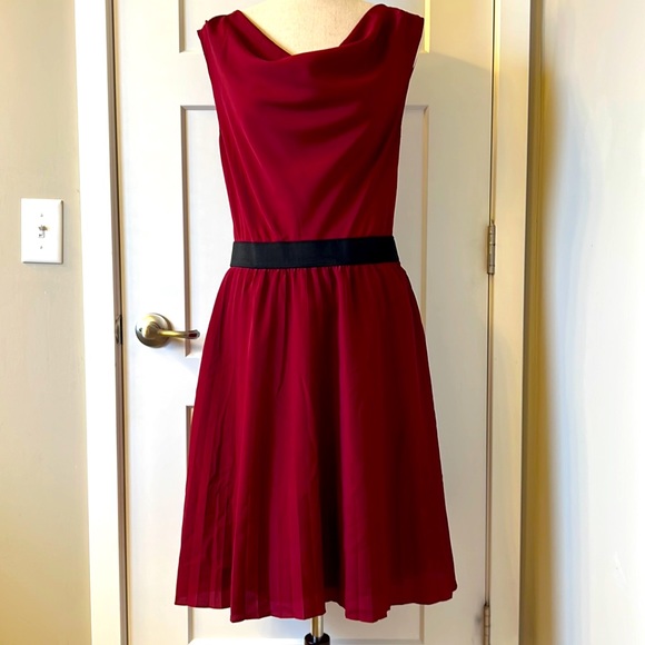 The Limited Dresses & Skirts - The Limited Maroon Sleeveless Cowl Neck Pleated Dress-Size XL
